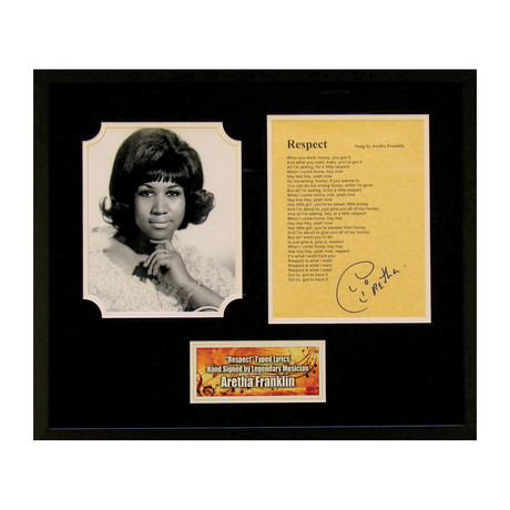 Aretha Franklin // "Respect" Signed Lyrics