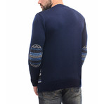 Wool Arm Patch Sweater // Blue (S)