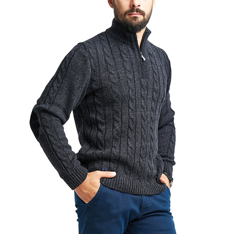 Wool Quarter-Zip Sweater // Dark Gray (2XL)