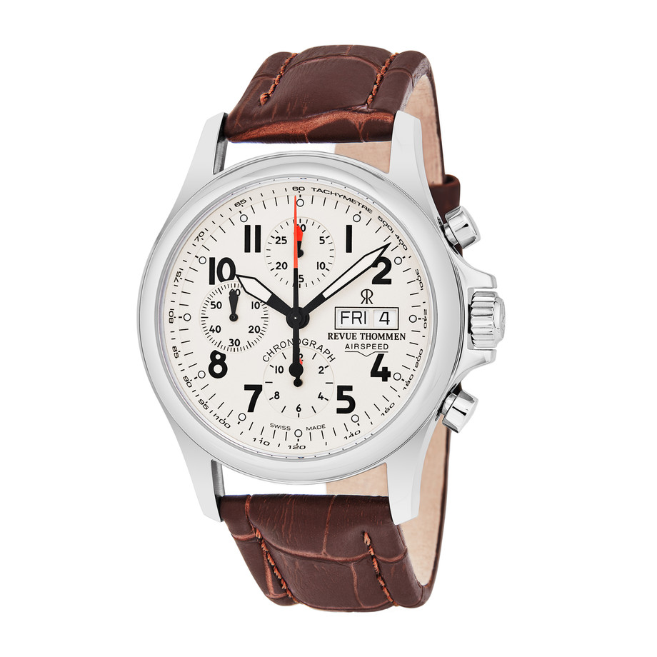 Revue Thommen Air Speed Pilot 42mm – Orologio Automatico Svizzero Acciaio Quadrante Bianco Giorno Data 16020.2132