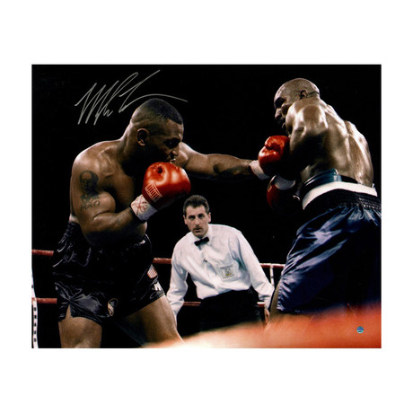 Mike Tyson Signed Photo // Punching Holyfield