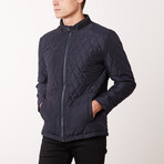 Quilted Elbow Patch Jacket // Navy (L)