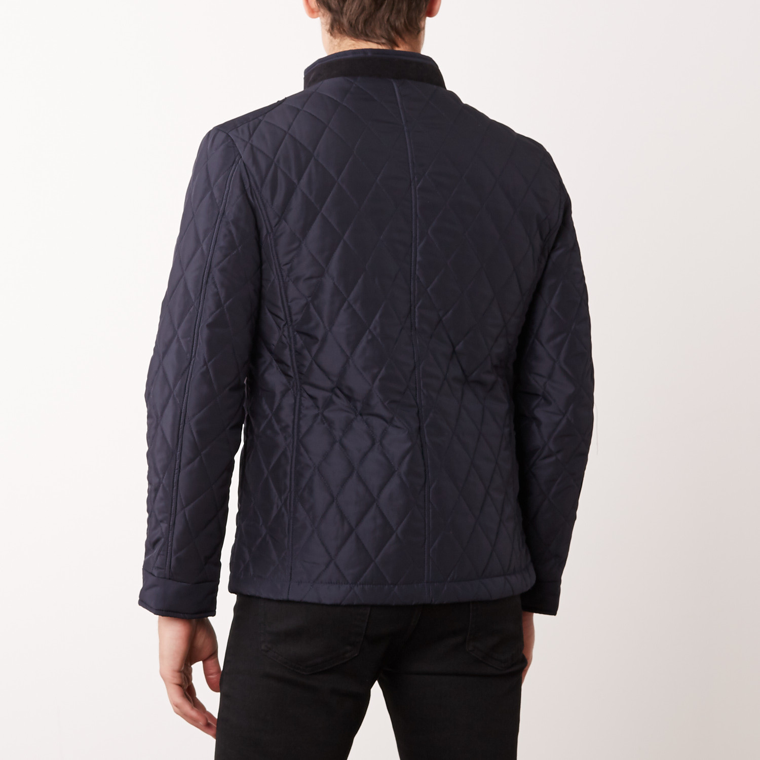 Quilted Elbow Patch Jacket // Navy (XL) - Via Roma + Paolo Lercara ...