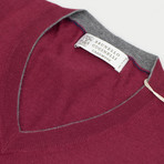 Cashmere-Silk Knit V-Neck Sweater // Maroon (Euro: 44)