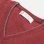 Brunello Cucinelli // Cashmere Knit V-Neck Sweater // Burgundy (Euro: 54)