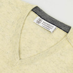 Brunello Cucinelli // Cashmere Knit V-Neck Sweater // Heathered Yellow (Euro: 48)