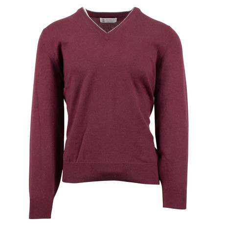 Cashmere Knit V-Neck Sweater // Purple (Euro: 44)