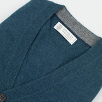 Brunello Cucinelli // Cashmere Knit Cardigan Sweater Vest // Blue (Euro: 44)
