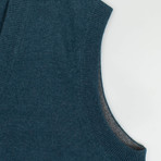 Brunello Cucinelli // Cashmere Knit Cardigan Sweater Vest // Blue (Euro: 44)