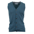 Brunello Cucinelli // Cashmere Knit Cardigan Sweater Vest // Blue (Euro: 50)