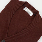 Brunello Cucinelli // Cashmere Knit Cardigan Sweater // Burgundy (Euro: 52)