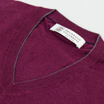 Brunello Cucinelli // Cotton Knit V-Neck Sweater // Purple (Euro: 56)