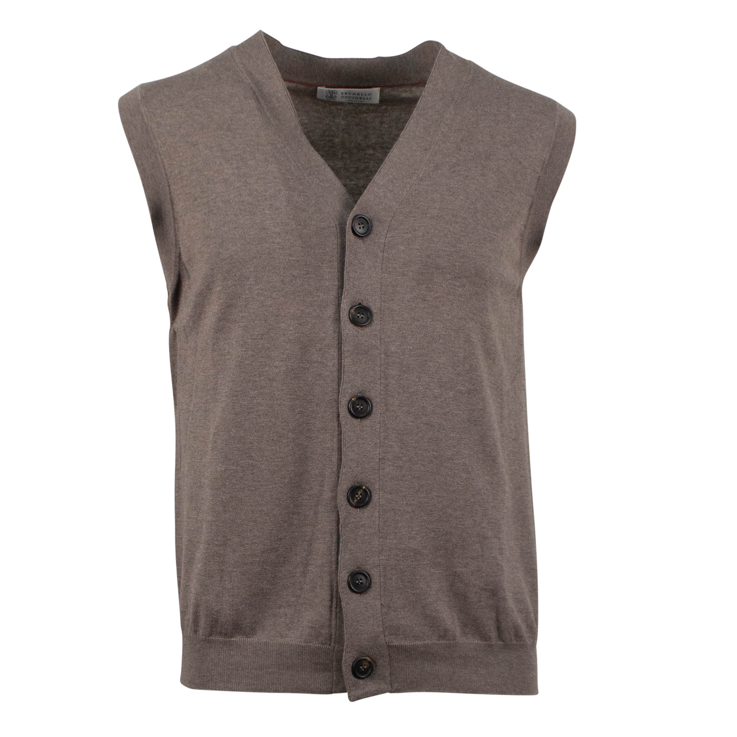 Cotton Knit Cardigan Sweater Vest // Brown (Euro: 44) - Brunello ...