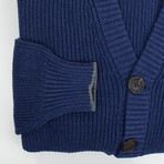 Cotton Thick Knit Cardigan Sweater // Blue (Euro: 44)
