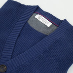 Cotton Thick Knit Cardigan Sweater // Blue (Euro: 50)