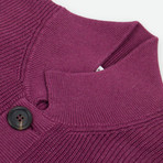 Cotton Thick Knit Cardigan Sweater // Maroon Purple (Euro: 54)