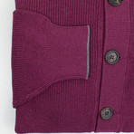 Cotton Thick Knit Cardigan Sweater // Maroon Purple (Euro: 54)