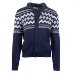 Cotton Blend Thick-Knit Cardigan Sweater // Blue (Euro: 50)