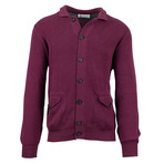 Cotton Thick Knit Cardigan Sweater // Maroon Purple (Euro: 44)