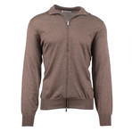Cashmere Blend Zip-Up Sweater // Brown (Euro: 44)