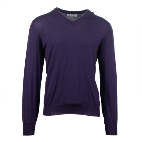 Cashmere V-Neck Sweater // Purple (Euro: 44)
