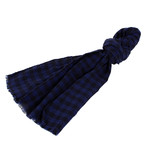Drake's // Checked 100% Wool Scarf // Blue (Blue)