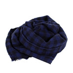 Drake's // Checked 100% Wool Scarf // Blue (Blue)