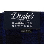 Drake's // Plaid Wool Scarf // Blue