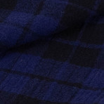 Drake's // Plaid Wool Scarf // Blue