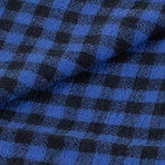 Drake's // Checked Wool Scarf // Blue + Black (Blue)