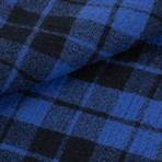 Drake's // Plaid Wool Scarf // Blue + Black