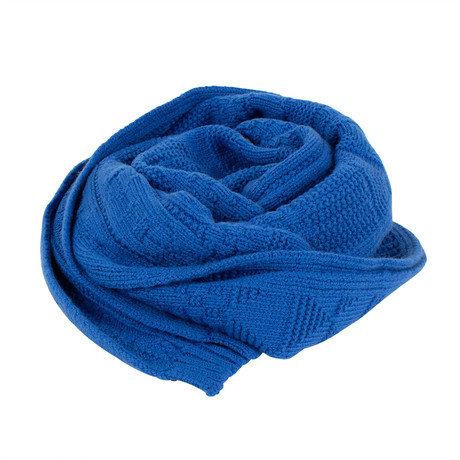 Drake's // Knitted Lambs Wool Scarf // Blue