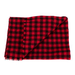 Drake's // Checked Wool Scarf // Red