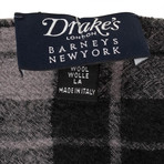 Drake's // Unisex Plaid Wool Scarf // Gray