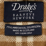 Drake's // Men's Plaid Lambs Wool Angora Scarf // Brown (Brown)