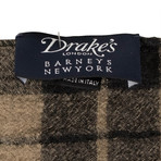 Drake's // Men's Plaid Wool Scarf // Beige (Beige)