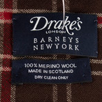 Drake's // Plaid Merino Wool Scarf // Brown (Brown)