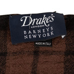 Drake's // Men's Plaid Wool Scarf // Brown (Brown)