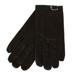 John Lobb // Men's Buckled Calfskin Leather Gloves // Black (10)