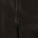 John Lobb // Men's Buckled Calfskin Leather Gloves // Black (S)