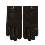 John Lobb // Men's Buckled Calfskin Leather Gloves // Black (7.5)