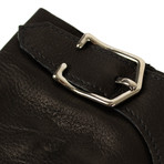 John Lobb // Men's Buckled Calfskin Leather Gloves // Black (XL)