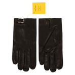 John Lobb // Men's Buckled Calfskin Leather Gloves // Black (9.5)
