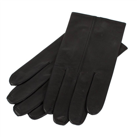 John Lobb // Men's Calfskin Leather Gloves // Black (L)