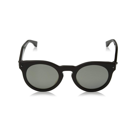 Fendi // Men's Classic Round Sunglasses // Black + Grey Mirror