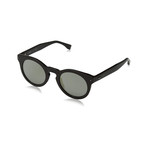 Fendi // Men's Classic Round Sunglasses // Black + Grey Mirror