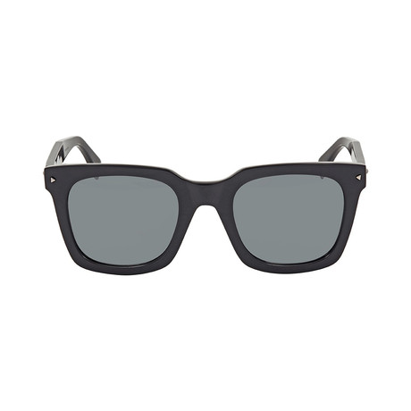 Fendi // Men's Classic Square Sunglasses // Black + Grey Mirror