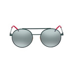 Fendi // Men's Round Metal Sunglasses // Khaki + Mirror Blue