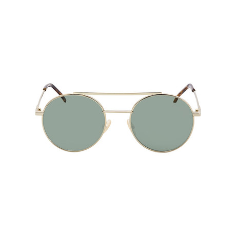 Fendi // Men's Round Metal Sunglasses // Gold + Green