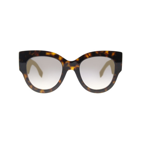 Fendi // Women's Cat Eye Sunglasses // Havana + Grey with Gold Flash